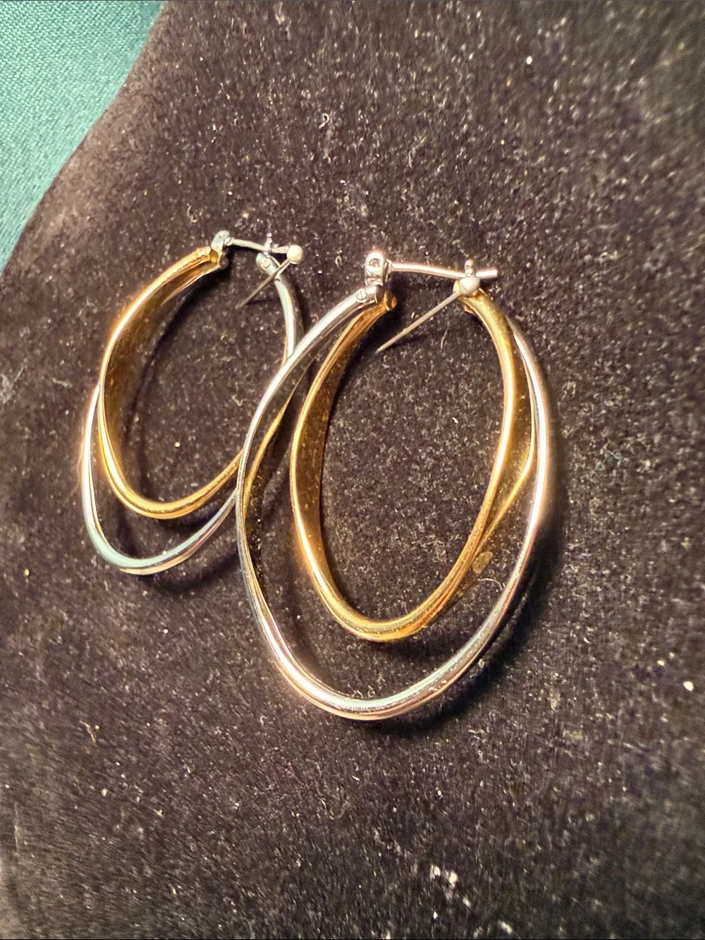 Gold and Silver Two-Tone Hoop Drop Earrings - Women Jewelry